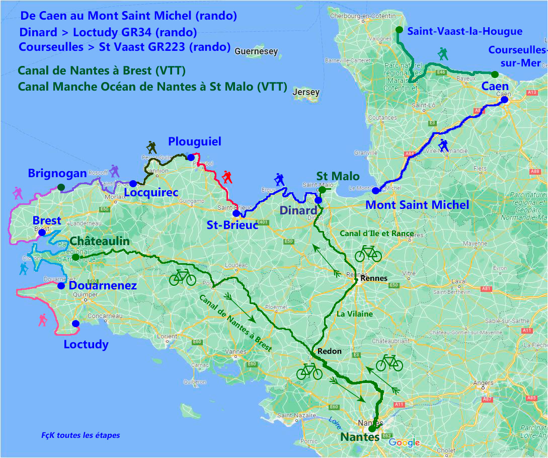 De Caen au Mont, le tour de Bretagne, de Nantes à Brest et de Nantes à St Malo - Cliquez sur l'image pour agrandir Trajet-Bretagne-Normandie-GR223A.jpg